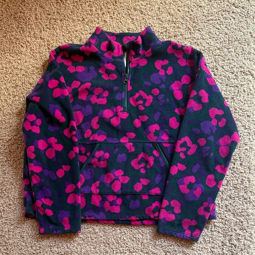 NWOT Kids Fleece Pullover Jacket - Pink & Purple Print